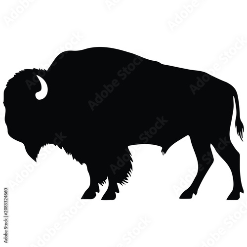 Bison silhouette illustration representing wild animal power for creative design projects.