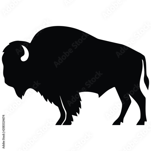 Bison silhouette illustration showcasing powerful animal form for modern graphic designs.