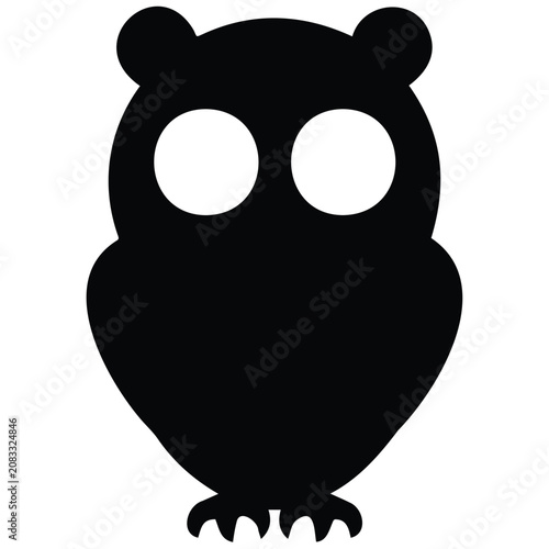 Owl silhouette vector illustration flat black icon isolated on white background animal.
