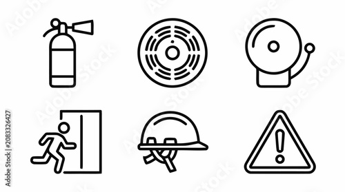 Vászonkép Construction site safety equipment and warning signs are displayed clearly