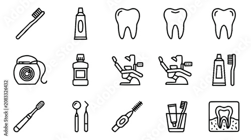 Canvastavla Dental clinic illustration set with various tools and teeth graphics