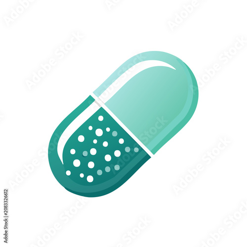 Teal medical capsule icon with transparent background