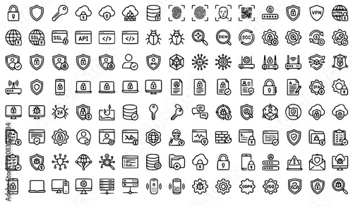 Cybersecurity Editable Stroke Icon Pack Vector with Data Protection Network Privacy IT Security and Secure Technology Symbols