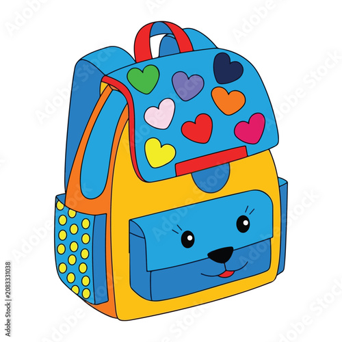 Backpack full of art supplies for school or creative activities
