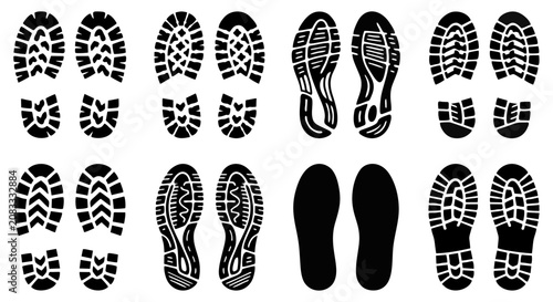 Tableau sur toile Boot Shoe Print Footprint Silhouette Collection – Hiking, Work, Military and Sne