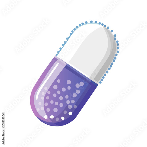 Purple and blue medicine capsule vector illustration