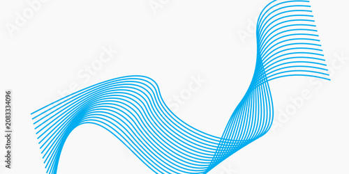 Abstract blue smooth waves on white background.Vector illustration.