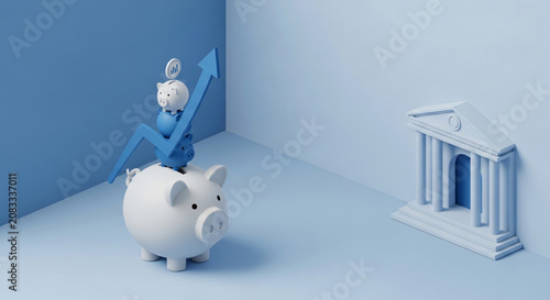Retirement Planning Concept Concept With Piggy Bank Stacked With Growth Arrow
