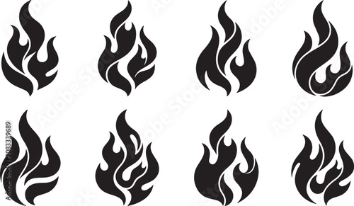 Εκτύπωση καμβά The Set Flame illustration depicts a collection of eight fiery designs arranged in two rows on a plain surface