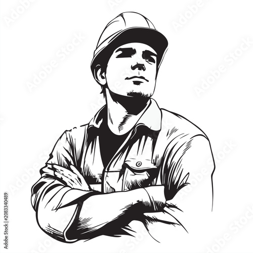 vector of a construction worker with a helmet