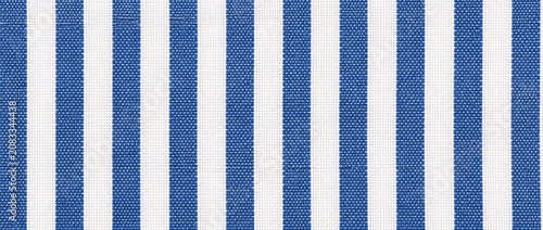 Blue and white striped fabric showing woven texture background.