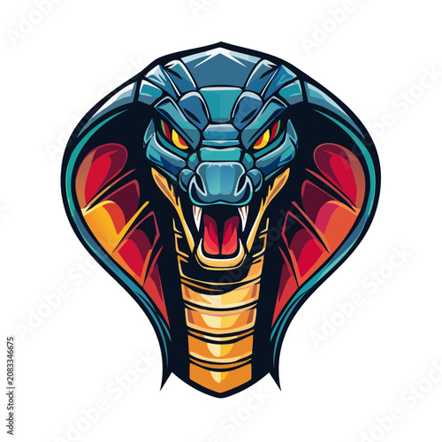 Flat illustration of a cobra head with open hood