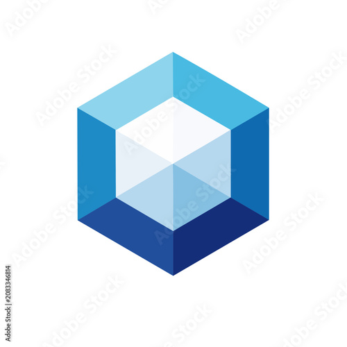 Hexagonal Cube Vector Icon in Blue Gradient
