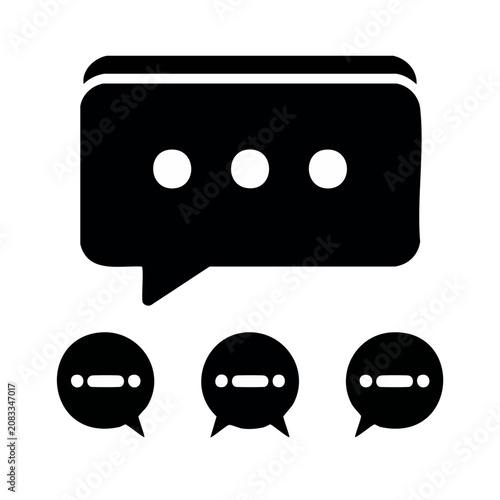 Speech bubble icon with three dots and smaller chat bubbles