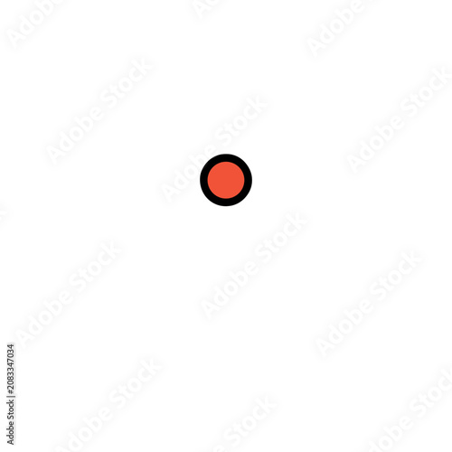 Red circle with black outline vector icon
