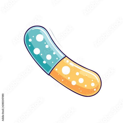 Teal and orange capsule pill vector illustration
