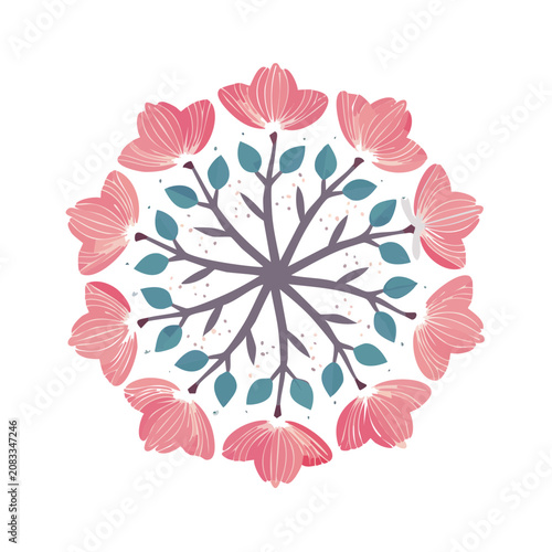 Cherry Blossom Mandala Vector Illustration