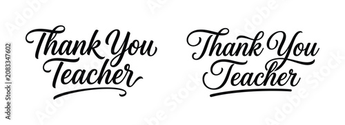 Canvastavla Elegant thank you teacher lettering script with flourishes on a white background