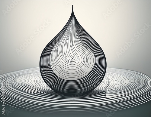 single continuous line drawing of a water drop formed from a flowing wavy black line in a minimalist clean and elegant artistic style for a modern design concept