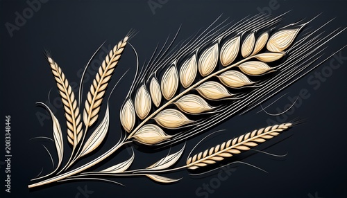simple elegant continuous line drawing of a wheat ear depicting agricultural growth and natural beauty with a minimalist artistic style