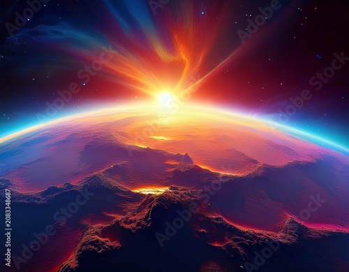 sunrise over earth sunrise in space generative ai