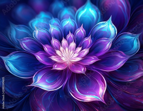 vibrant purple blue fractalflower abstract digital ar design