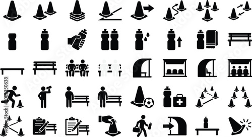 Business presentation icons set with charts and people