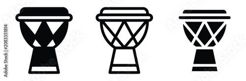 Konstfotografi African djembe drum vector icon set
