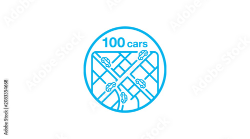 100 Cars Icon: Traffic Jam on City Map - Transportation & Navigation Concept