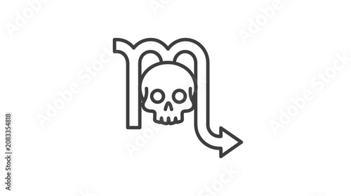 Scorpio Zodiac Sign with Skull Icon - Astrology, Horoscope, Danger Symbol