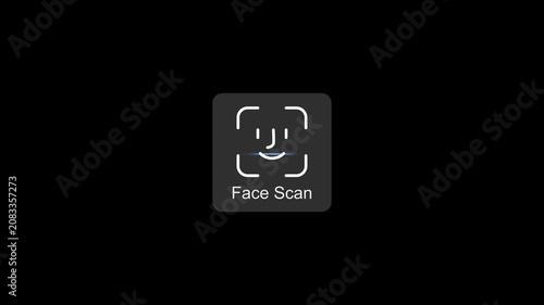 Face scan biometric authentication interface animation for secure digital identity verification facial recognition