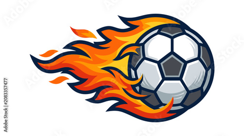 Принти на полотні Soccer ball on fire moving fast.