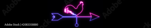 Foto Ultrawide Neon Rooster Weather Vane Animation Glowing Wind Direction Symbol Wide
