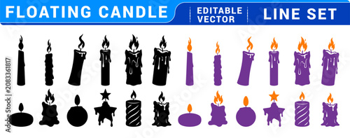 Tableau sur toile Halloween floating candle vector set spooky taper candles for digital designs de