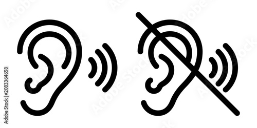 Foto Hearing and hearing impaired outline icon set