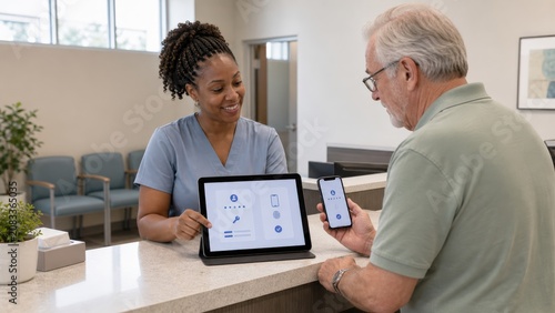 Passkey Login Caribbean Female Clinic Receptionist Helping