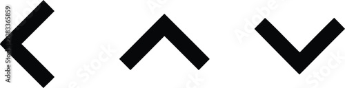 Black caret and arrow symbols on white background