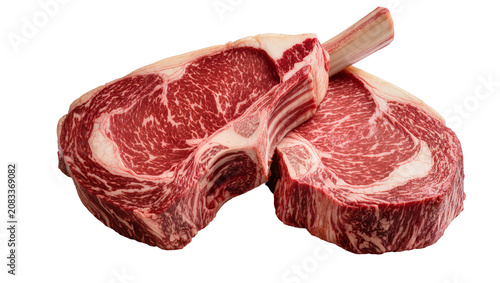 Canvastavla Two raw prime rib beef steaks with bone