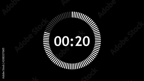 Round circle 25 to 0 seconds countdown animation on black background. 1 minute countdown timer. Countdown timer, circle countdown animation for special deal Promotions.