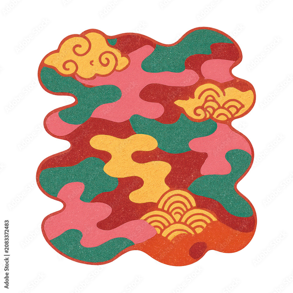 Naklejka premium PNG Colorful abstract cloud pattern