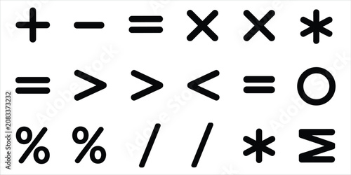 Konstfotografi Assortment of Mathematical Symbols and Operators on White Background mathematics