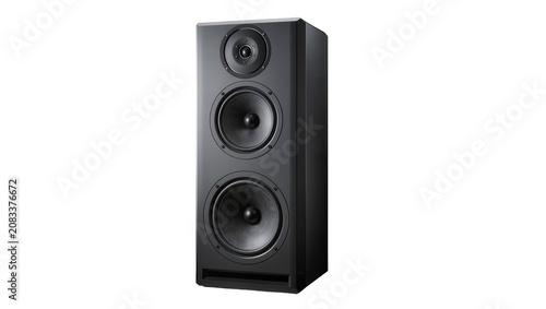 Tableau sur toile Black three-way floorstanding speaker with three drivers
