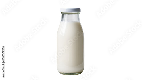 Принти на полотні Glass bottle filled with white milk and white cap
