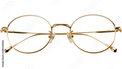 Bild auf Leinwand Round gold metal rimmed eyeglasses with clear lenses