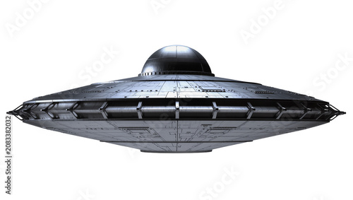 Fotografie Metallic flying saucer spacecraft with dome top