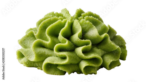 Fotografie Green wasabi paste swirl with textured surface