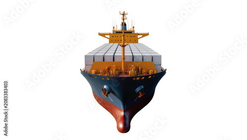 Photos Front view of a large container ship loaded with cargo