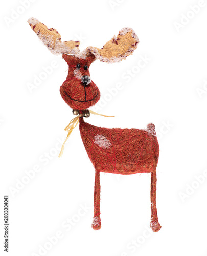 Red Christmas deer toy isolated on white background
