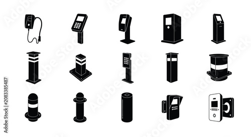Public service kiosk and charging station icons