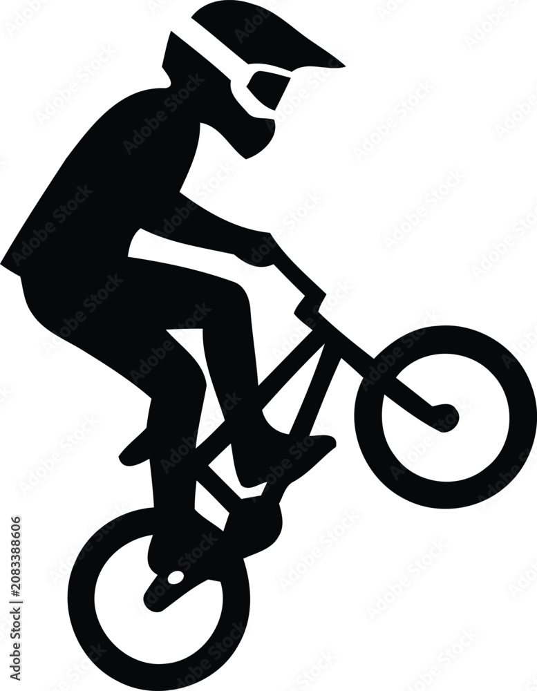 Obraz premium BMX Rider Silhouette Icon on White Background